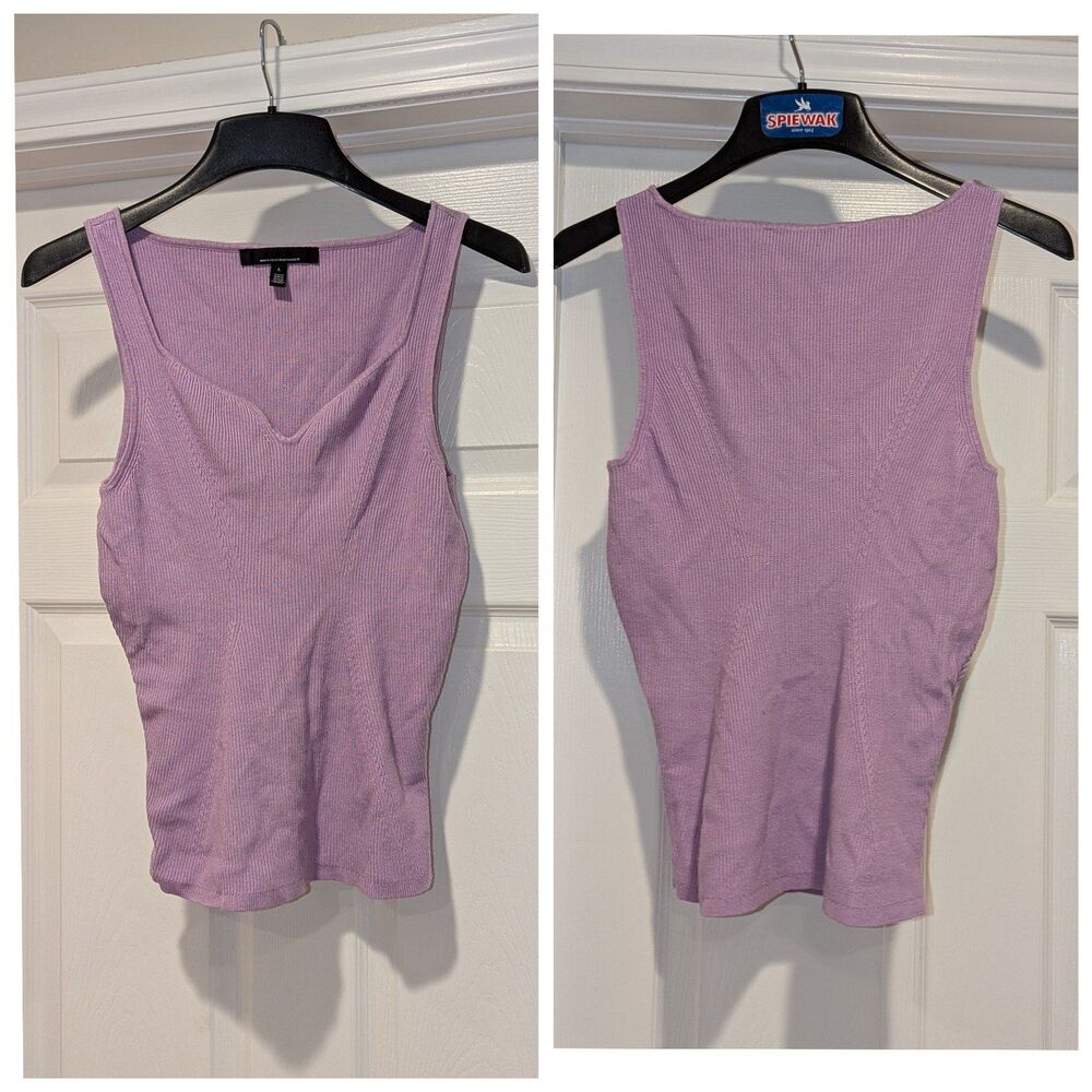 Quiet Luxury White House Black Market Large Lilac Ribbed Tank Top Office Career